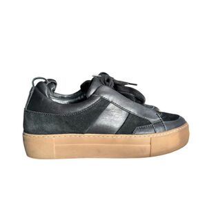 ALLSAINTS SHOES CLARA FLATFORM SNEAKER FLATS BLACK LEATHER AND SUEDE EU40